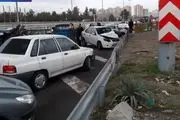 ببینید /تصادف وحشتناک در اتوبان حکیم تهران | تصادف زنجیره ای 20 خودرو در تهران